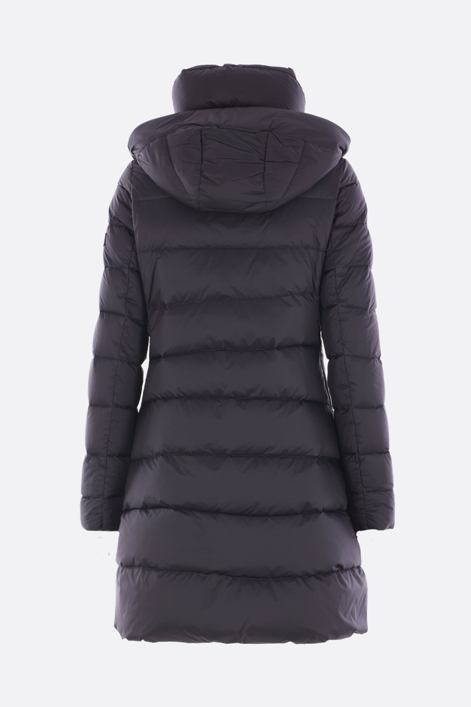 Tatras Hooded Long Length Padded Quilted Jacket In Black