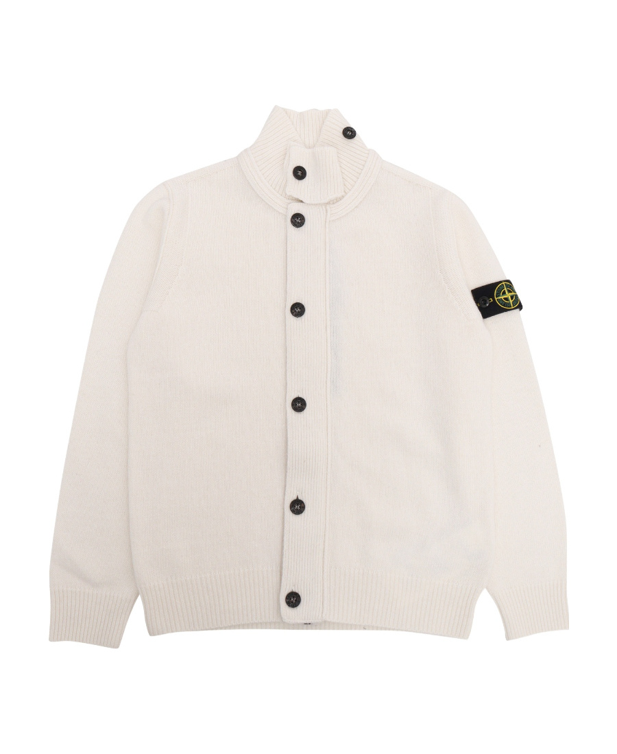 Stone Island Compass-motif Knitted Jacket In Nude
