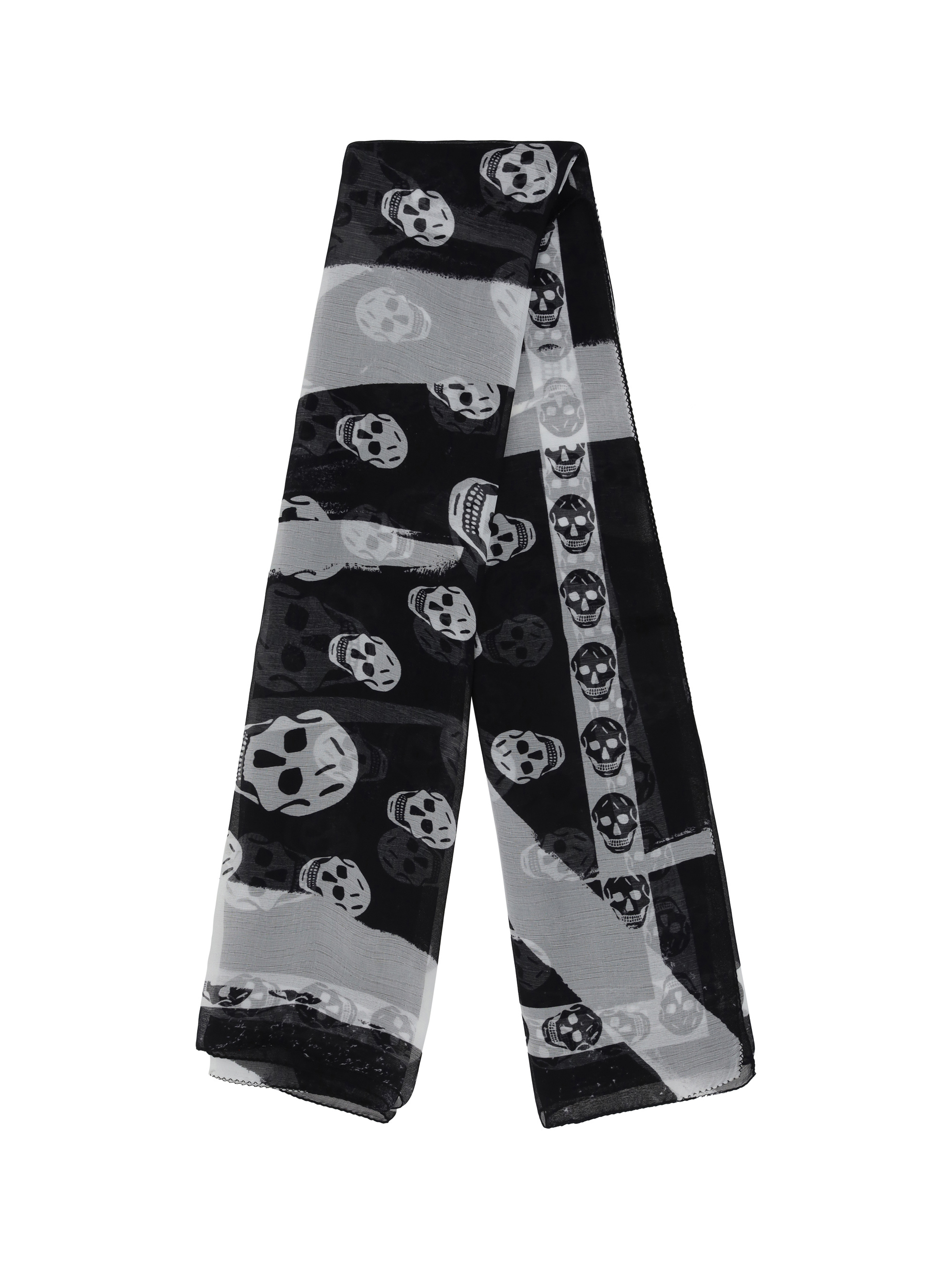 Alexander Mcqueen Classic Skull Wool Scarf In Black