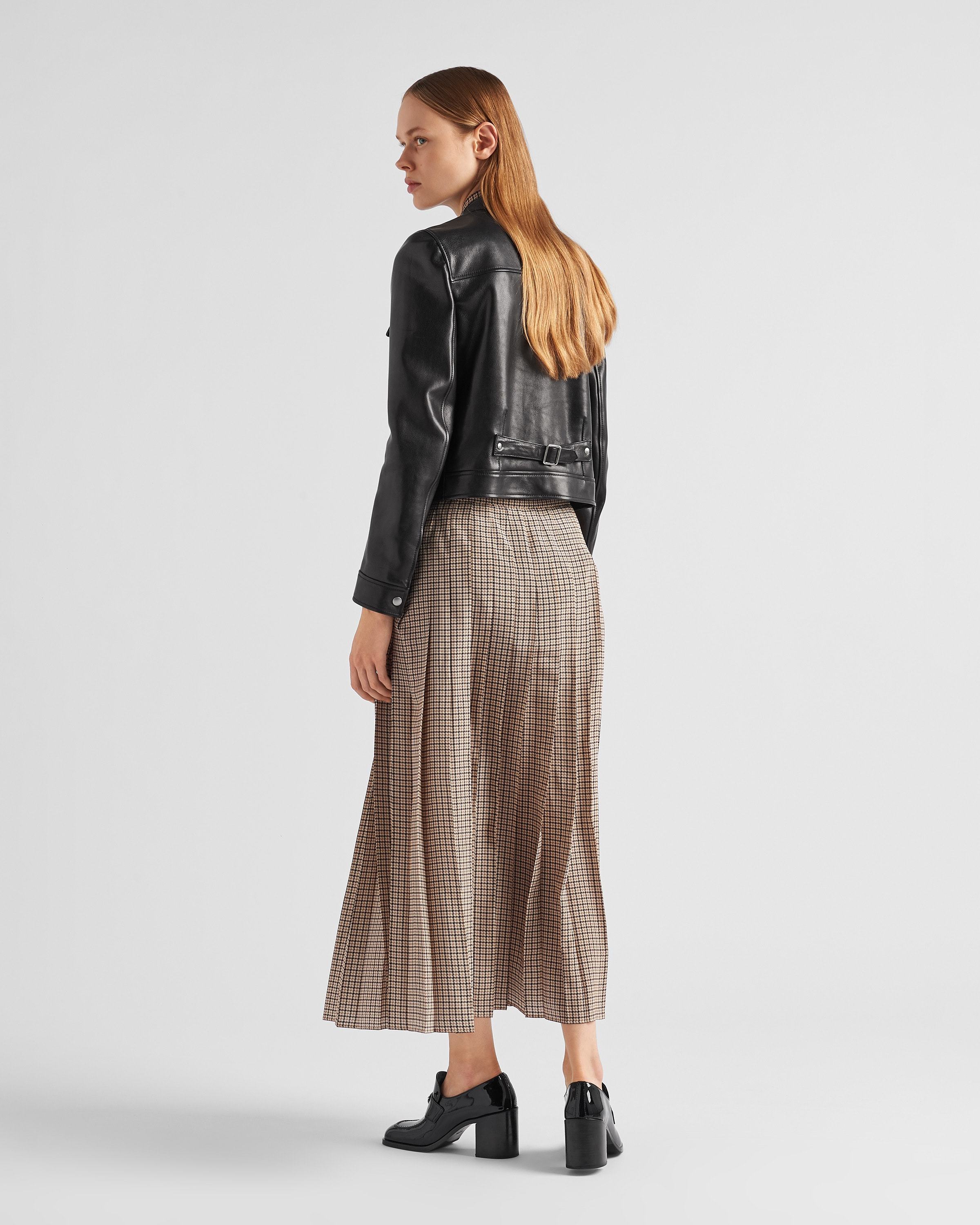 Prada Logo-patch Zip-up Leather Jacket In Black