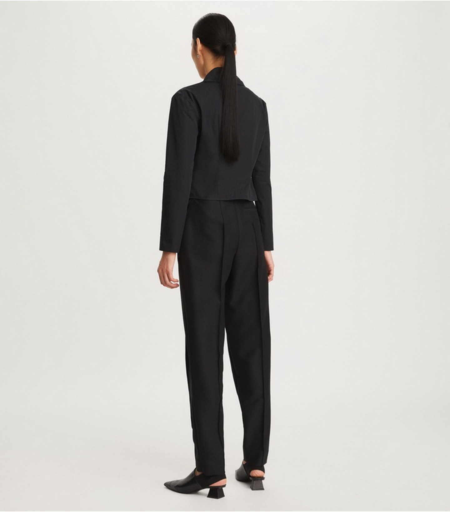 Shop Tory Burch High-waisted Tapered Trousers In Black