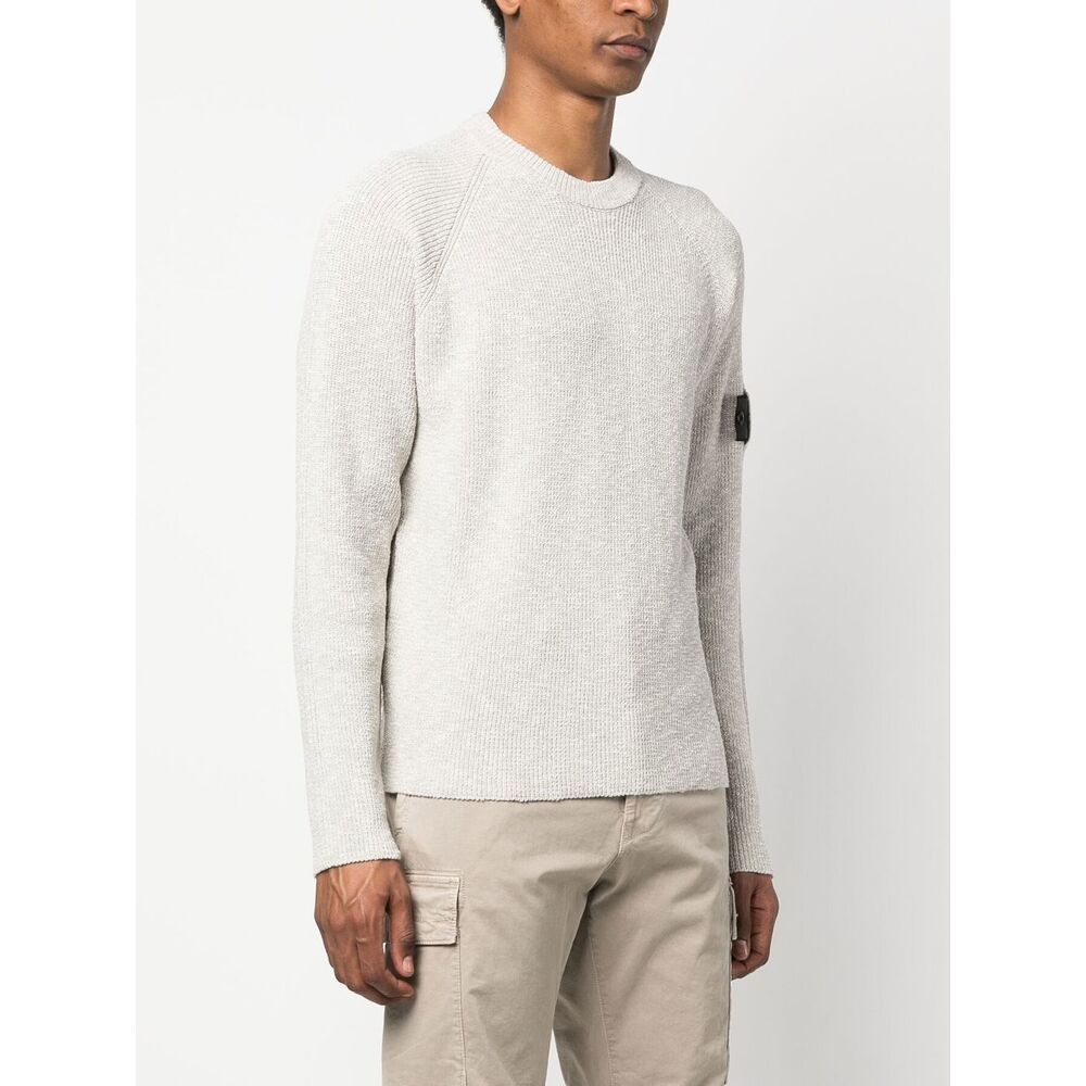 Stone Island Lgo-patch Ribbed-knit Jumper In Yellow