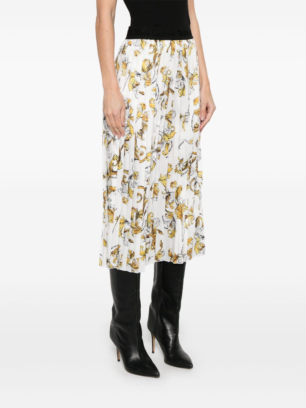 Shop Versace Jeans Barocco-print Midi Skirt In White