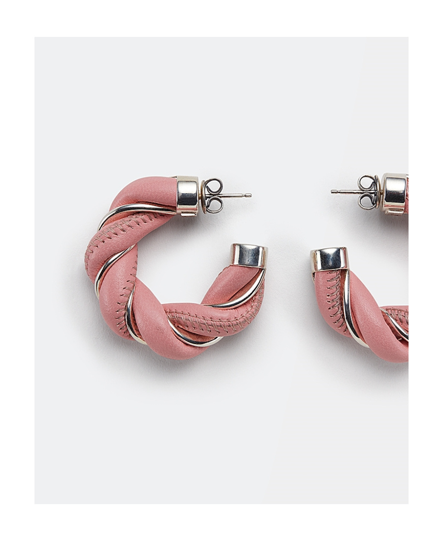 Bottega Veneta Twisted Hoop Earrings In Pink