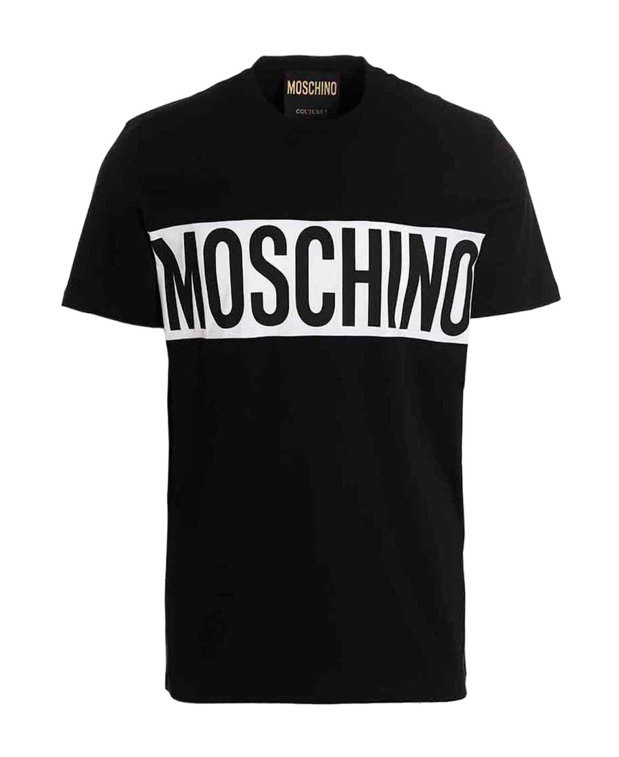 Moschino Black Logo Panel T-shirt In Black