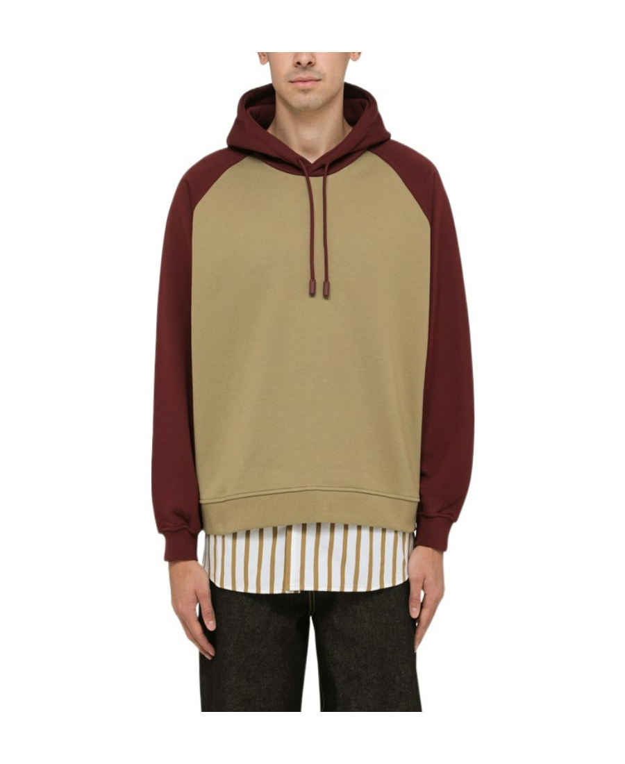 Sunnei Two-tone Cotton Sweatshirt With Drawstring Hood In Multi