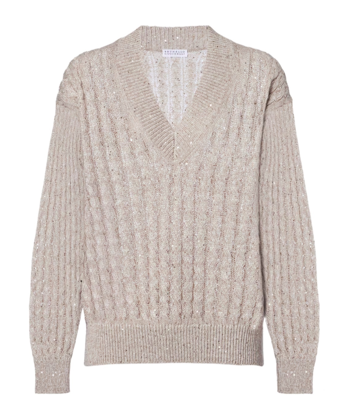 Brunello Cucinelli Sequined Linen-blend Sweater In Sand