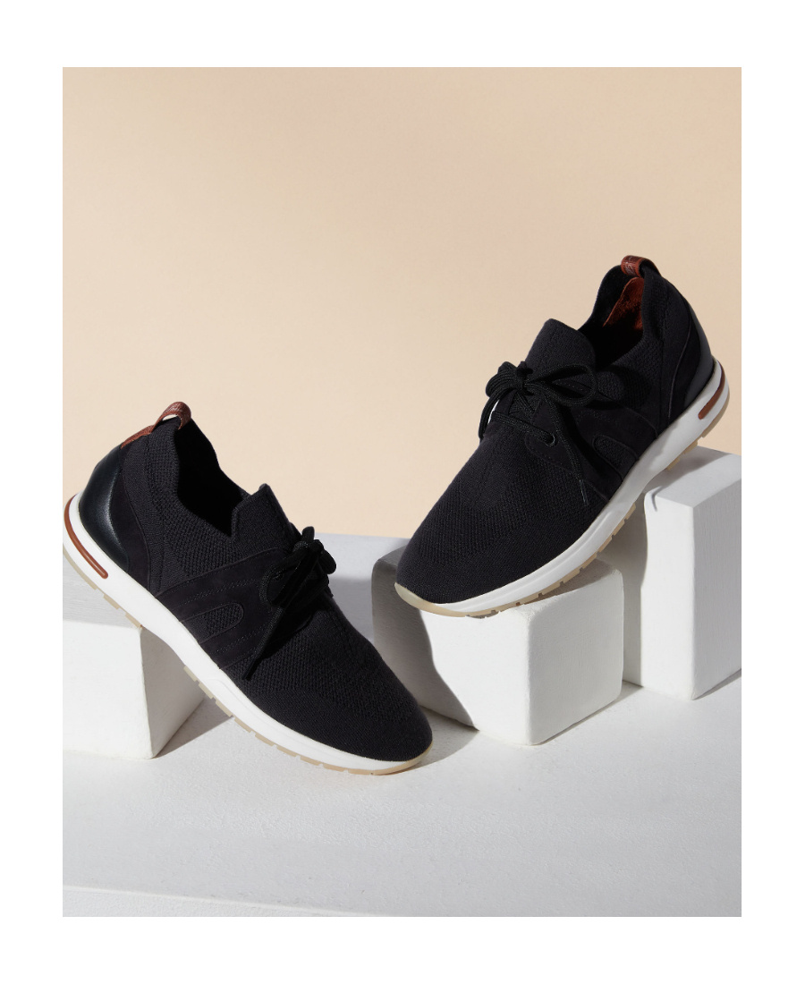 Loro Piana 360 Flexy Walk Sock Sneakers In Black
