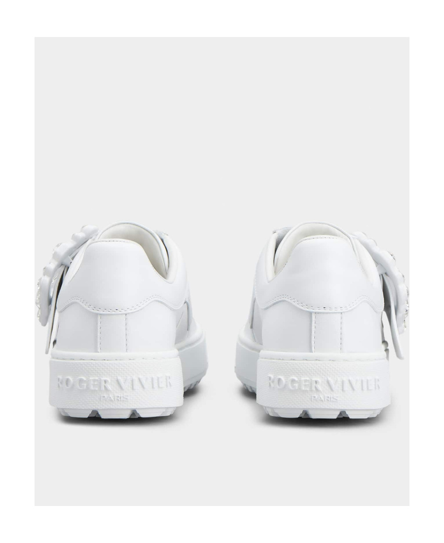 Shop Roger Vivier Embellished Buckle Sneakers In White