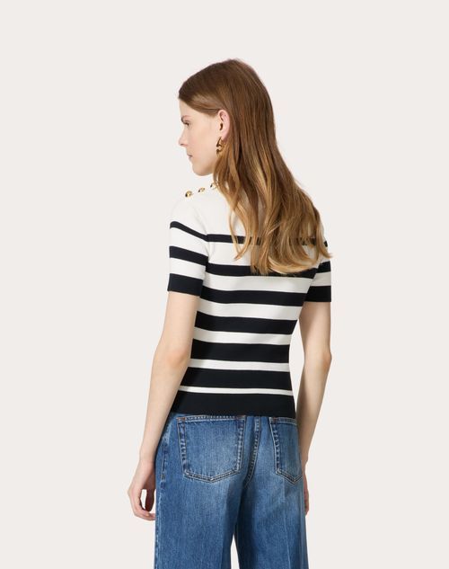 Valentino Striped Cotton Top In White