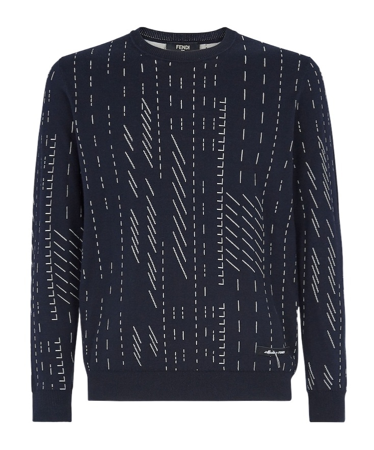 Fendi Crew-neck Jacquard Jumper In Black