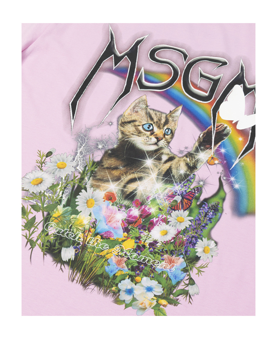 Msgm Printed Short-sleeved T-shirt In Pink