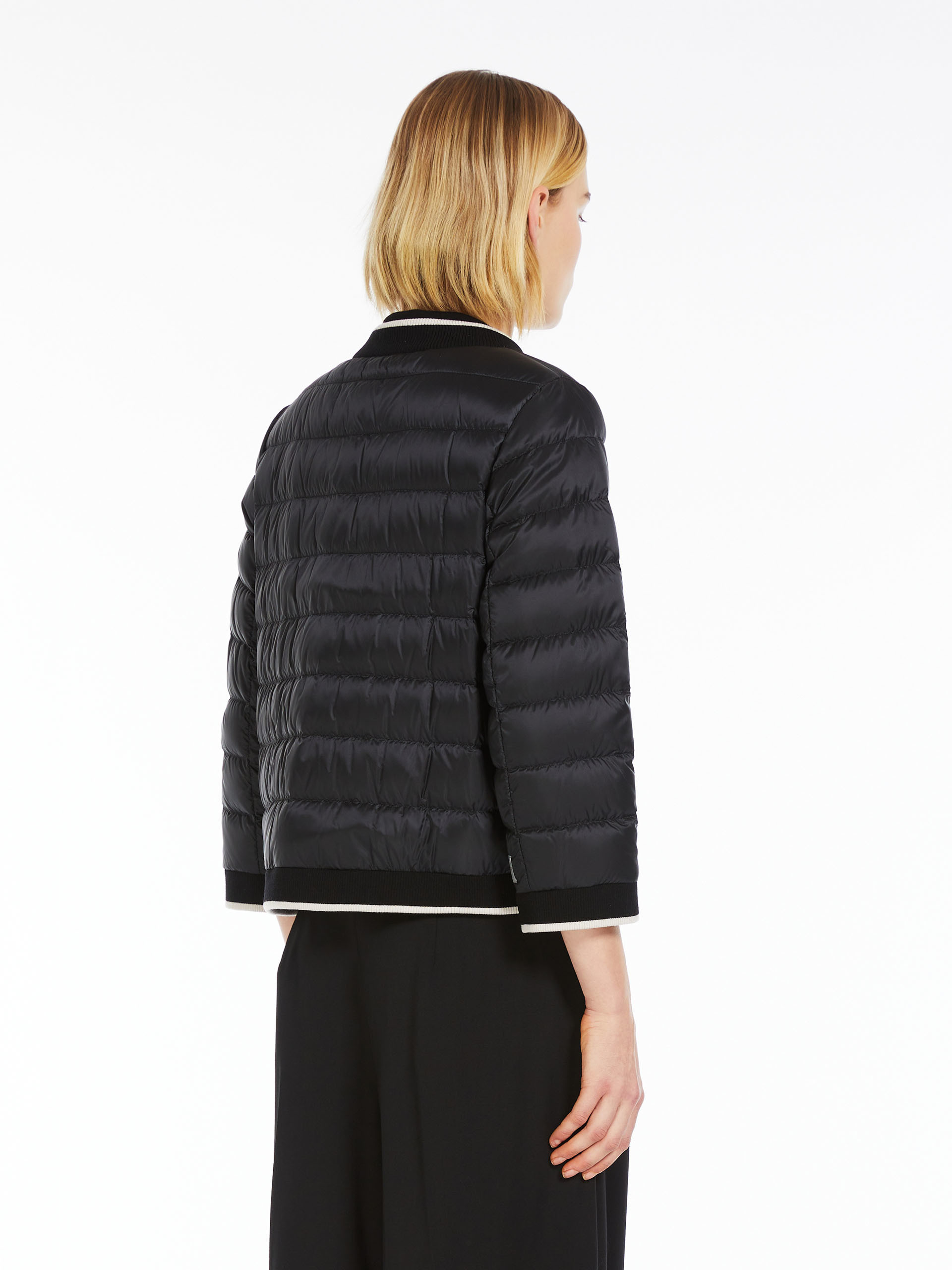 Max Mara Quilted Round-neck Casual Jacket In Blue