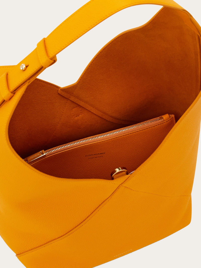 Ferragamo V-shaped Hobo Bag (m) In Brown