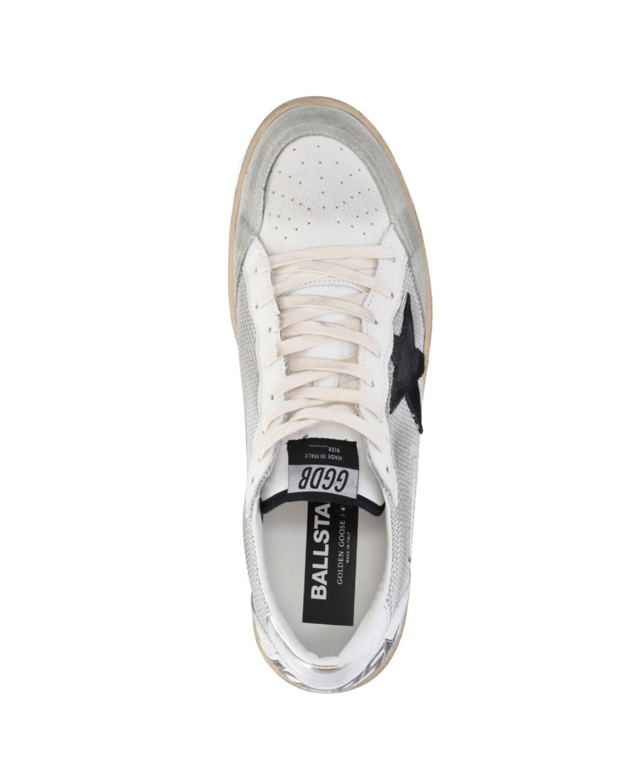 Golden Goose "ball Star" Net Upper Suede Star Laminated Heel Crack Spur Sneakers Shoes In Gray