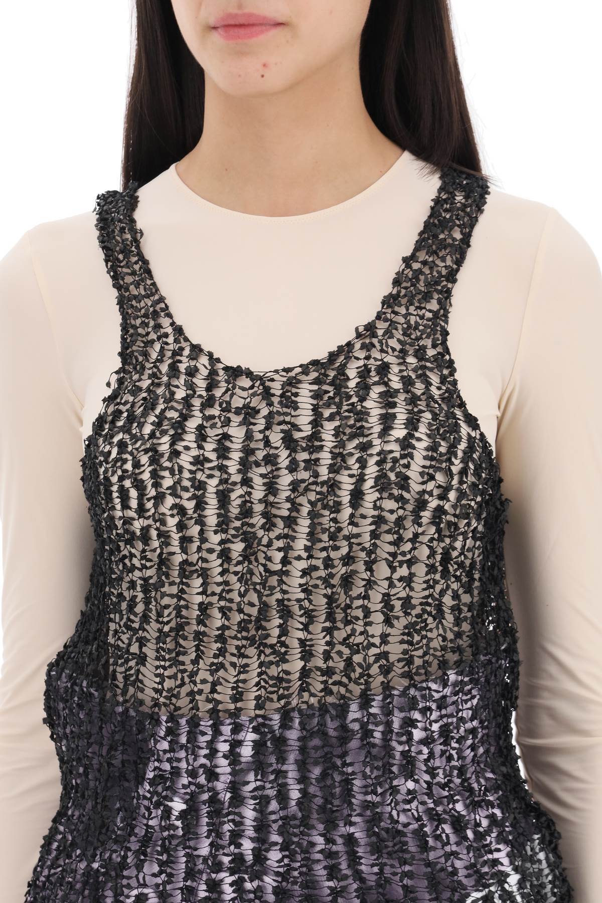 Maison Margiela Sheer Open Tank Top In Black