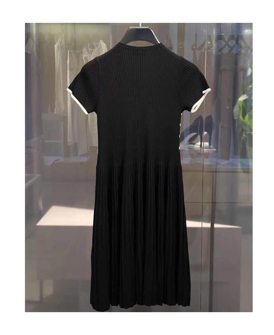 Red Valentino Logo Striped Dress In Black