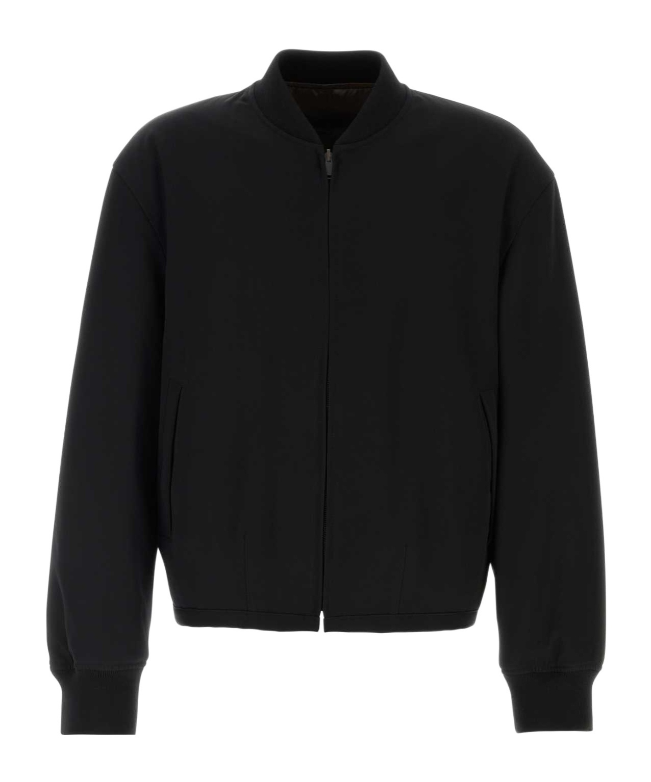 The Row Wool Fenn Bomber Jacket With Ribbed Cuffs And Hem In Black