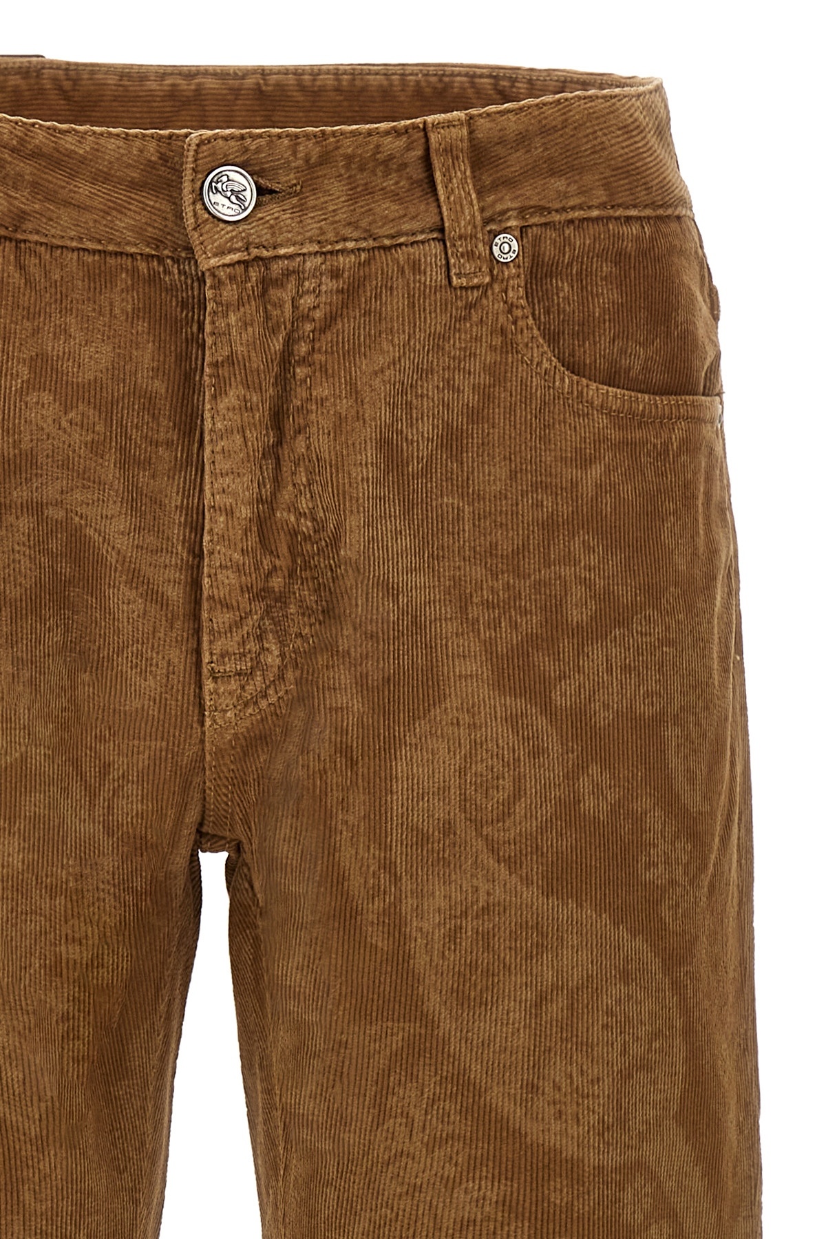 Etro Velvet Trousers Featuring Paisley Pattern In Brown
