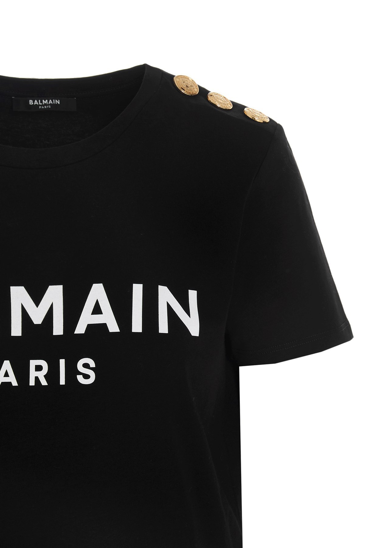 Shop Balmain Eco-responsible Cotton T-shirt With Logo Print In Black
