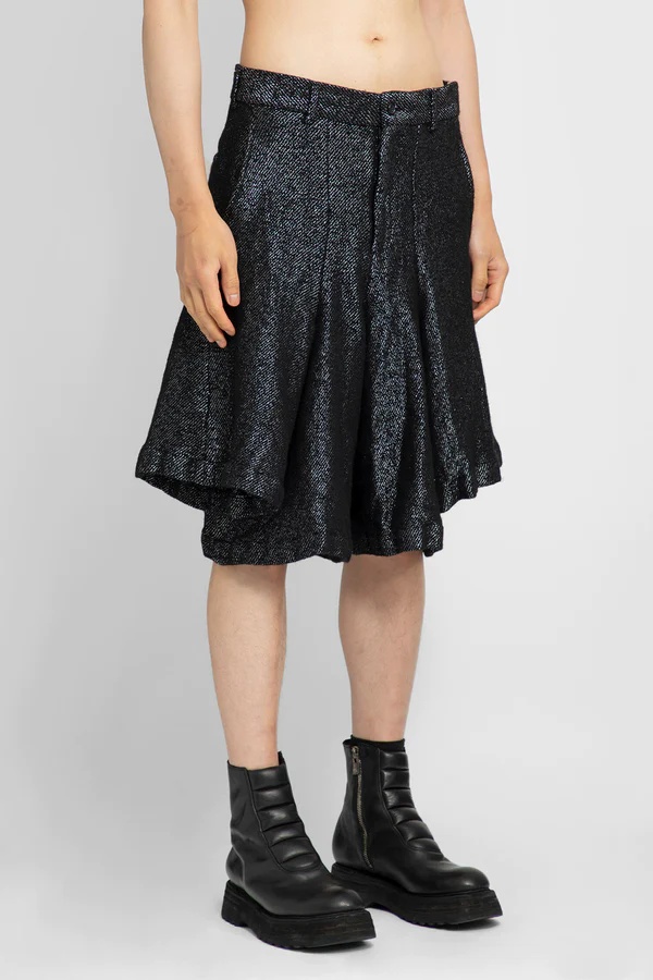 Comme Des Garçons Lotus Leaf Button Shorts In Black