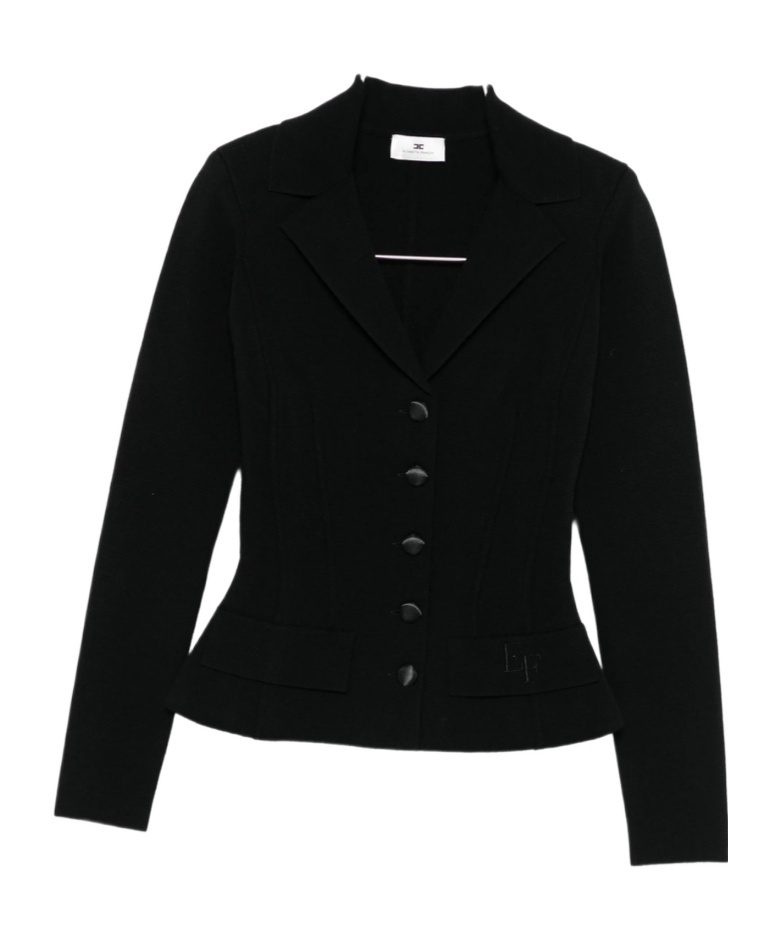 Elisabetta Franchi Button-fastening Fitted Jacket In Black