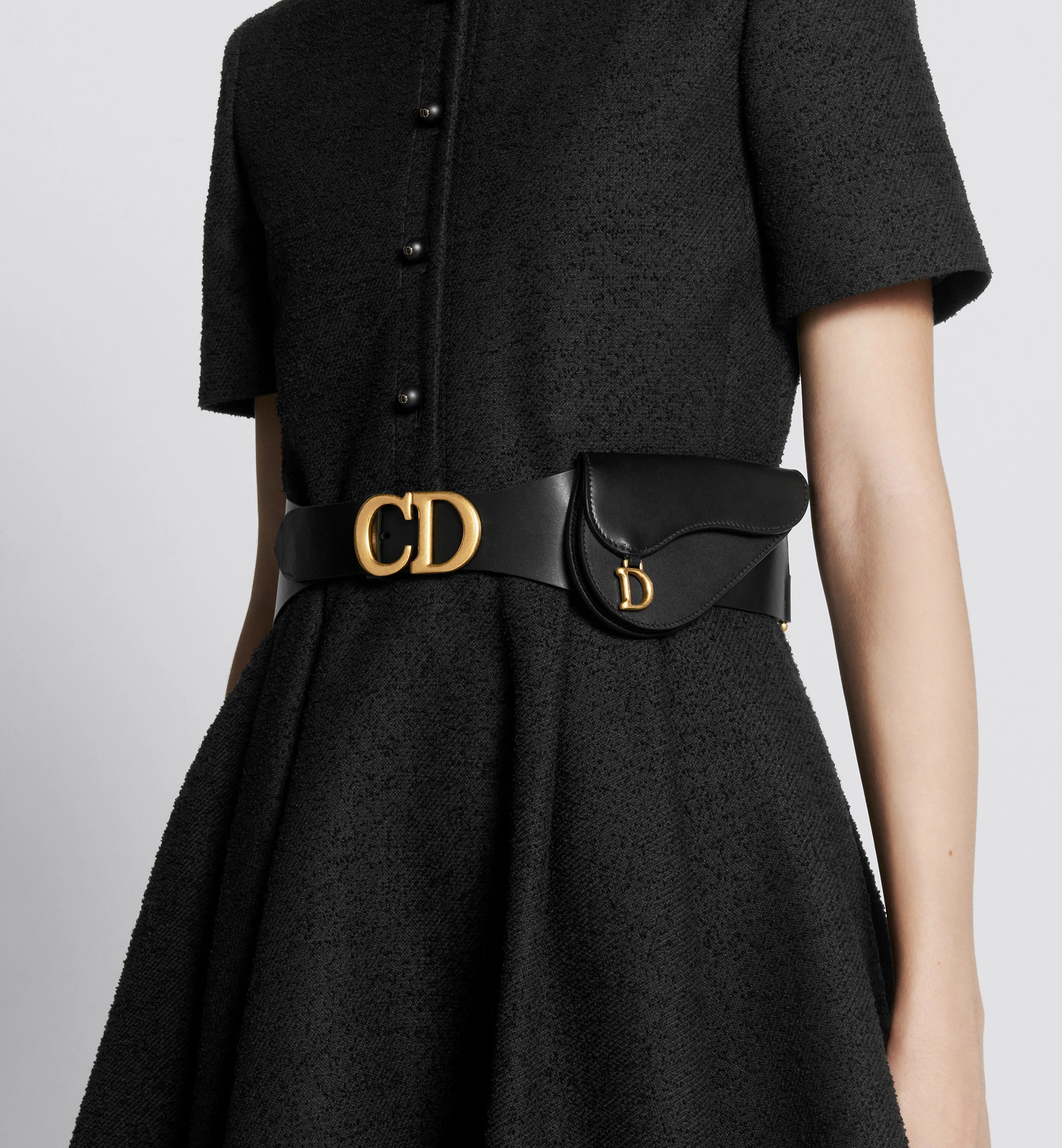 Dior Logo Saddle Bag Belt In Black