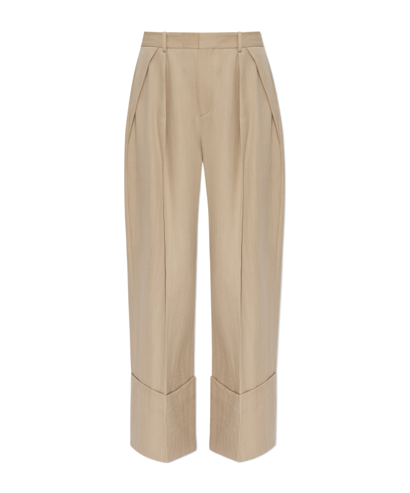Victoria Beckham Ide Leg Turn-up Pants In Nude