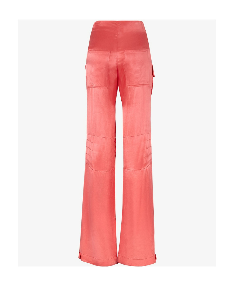Fendi Satin-finish Wide-leg Cargo Trousers In Pink