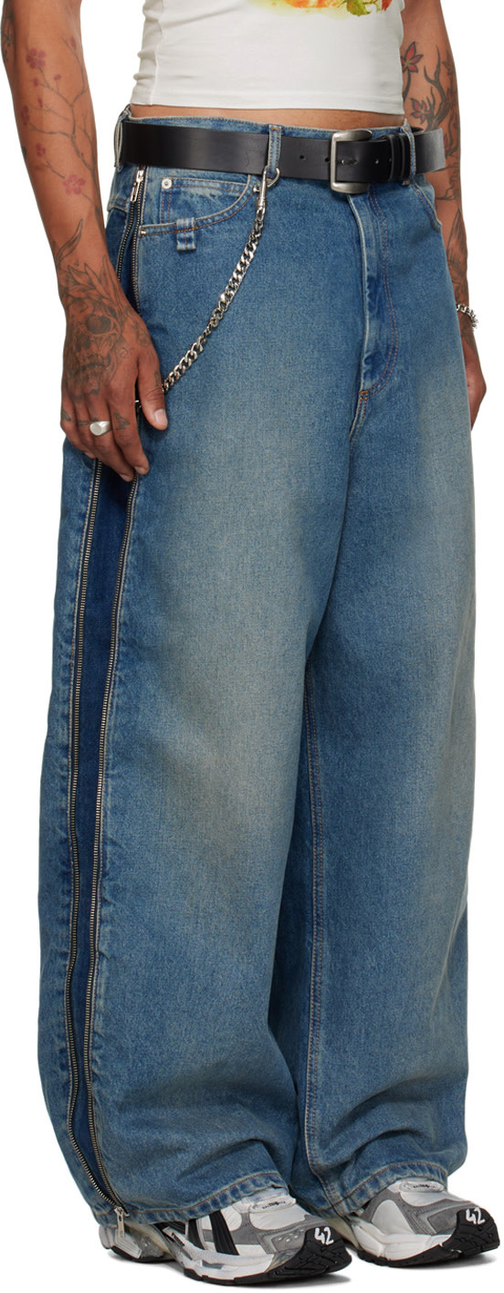 Lu'u Dan Blue Side Zip Jeans In Blue