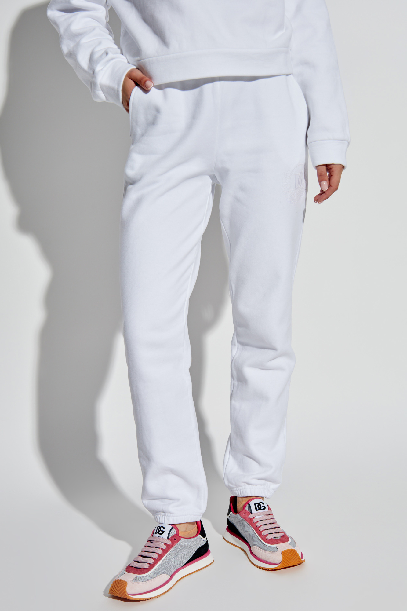 Dolce & Gabbana Logo-embroidered Track Pants In White