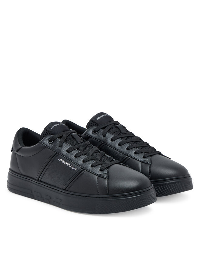 Emporio Armani Panelled Lace-up Sneakers In Black
