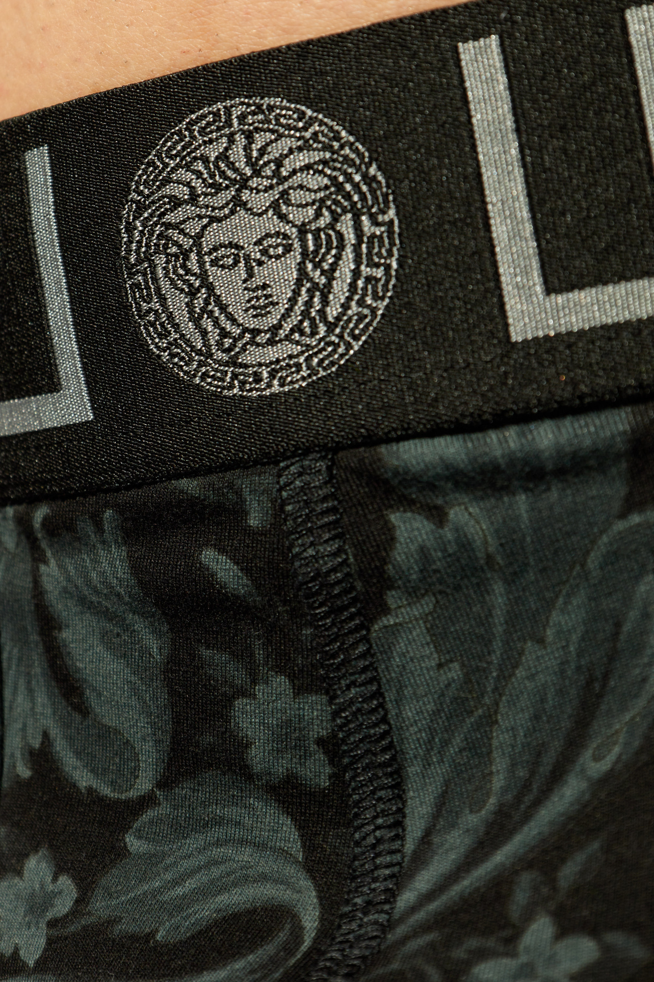 Versace Cotton Barocco Trunks In Black