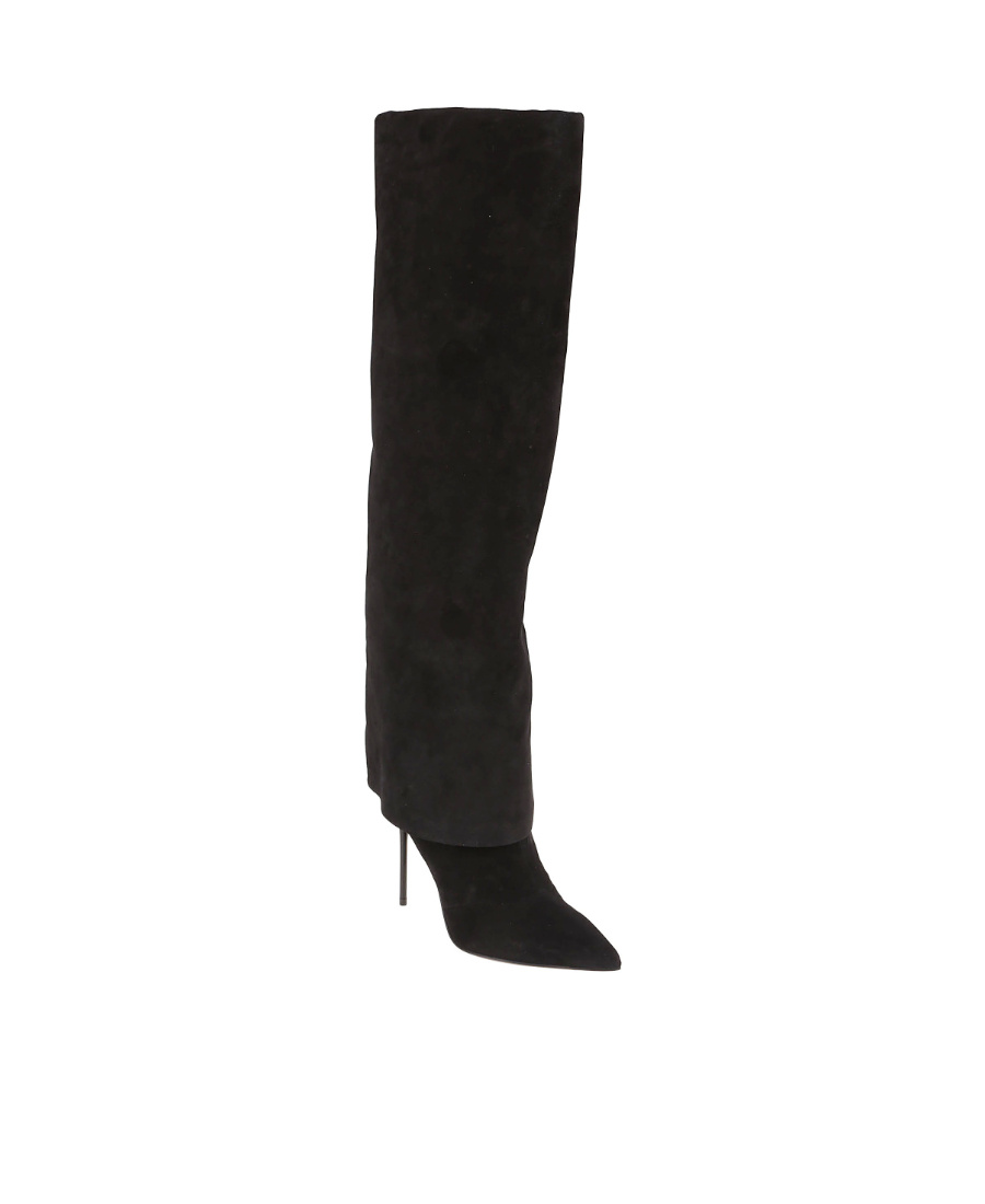 Balmain Suede Ariel Knee Length Boots In Black