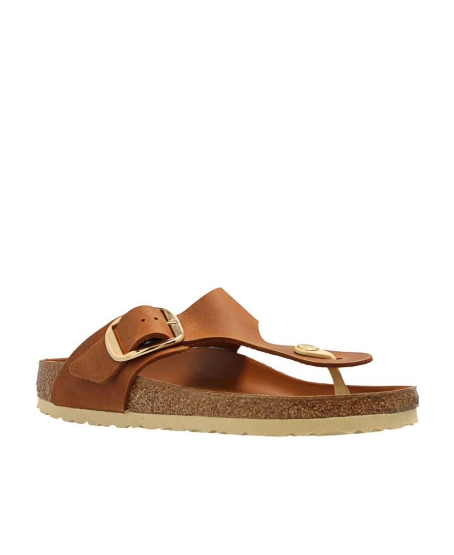 Birkenstock Gizeh Big Buckle Oiled Leather Sandals In Brown