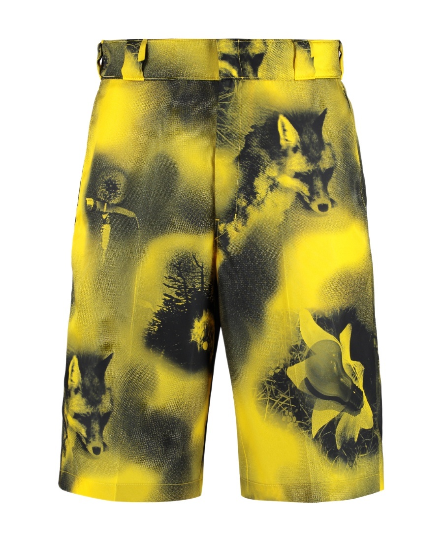 Prada Logo Printed Shorts In Yellow