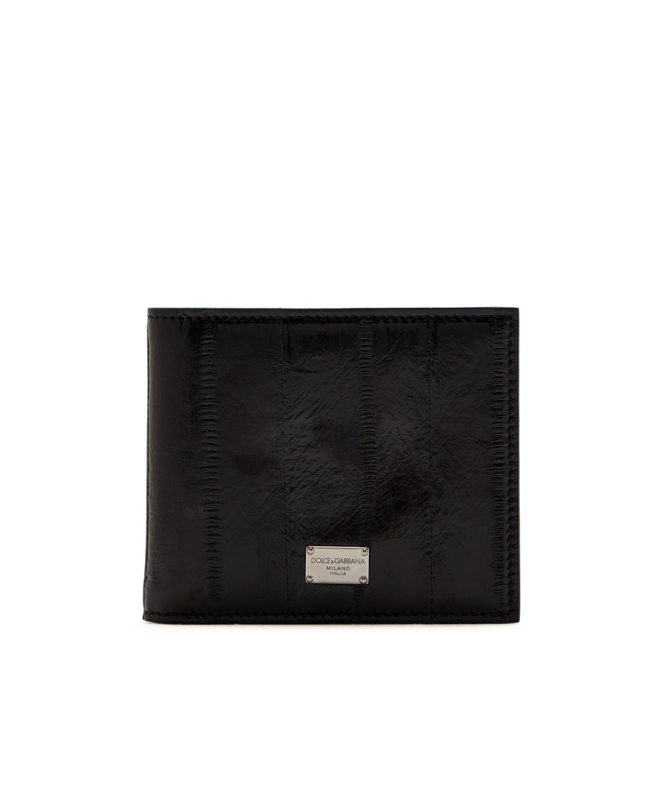 Dolce & Gabbana Eel Crocodile-effect Bifold Wallet In Black