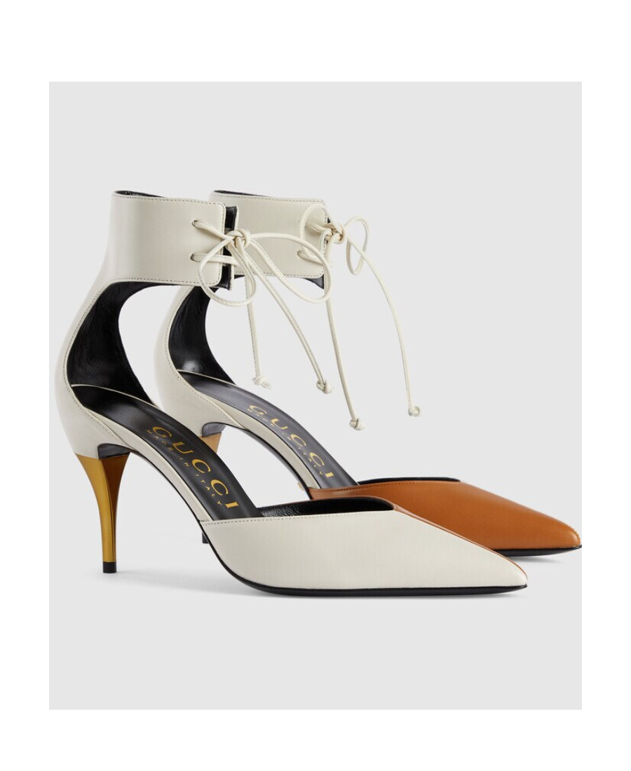 Gucci Heel Shoes With Ankle Straps In White