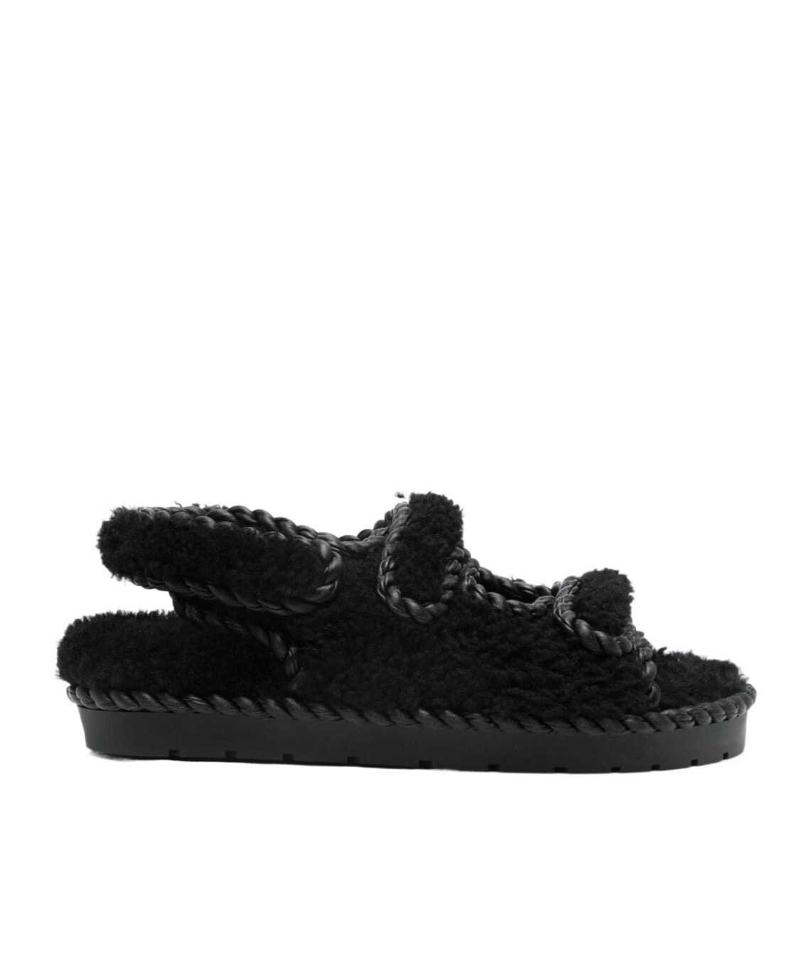 Bottega Veneta Round-headed Flat Sandals In Black
