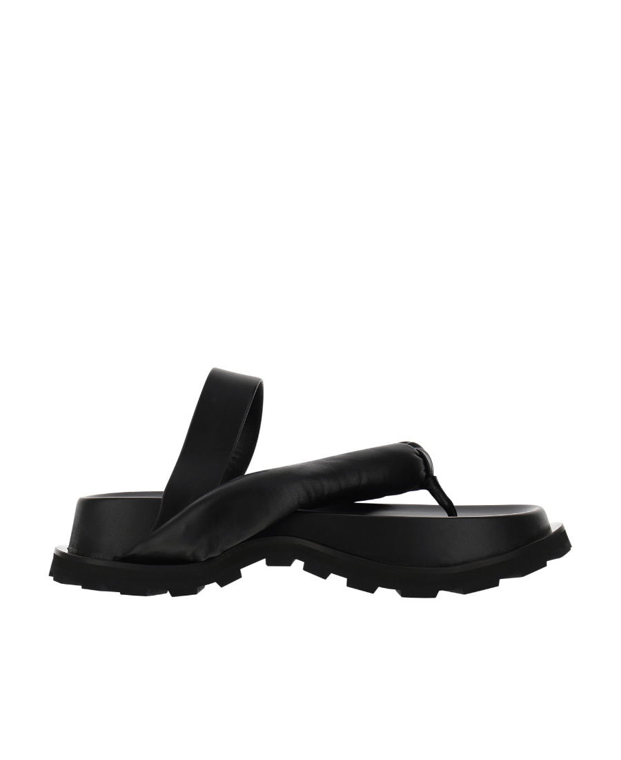 Jil Sander Black Logo Sandals In Black