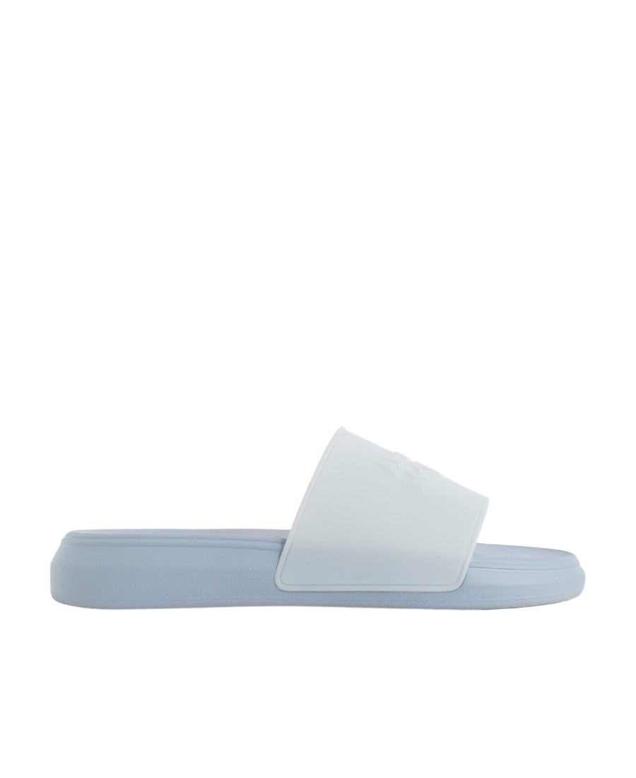 Alexander Mcqueen Single-strap Flat Slides In Blue