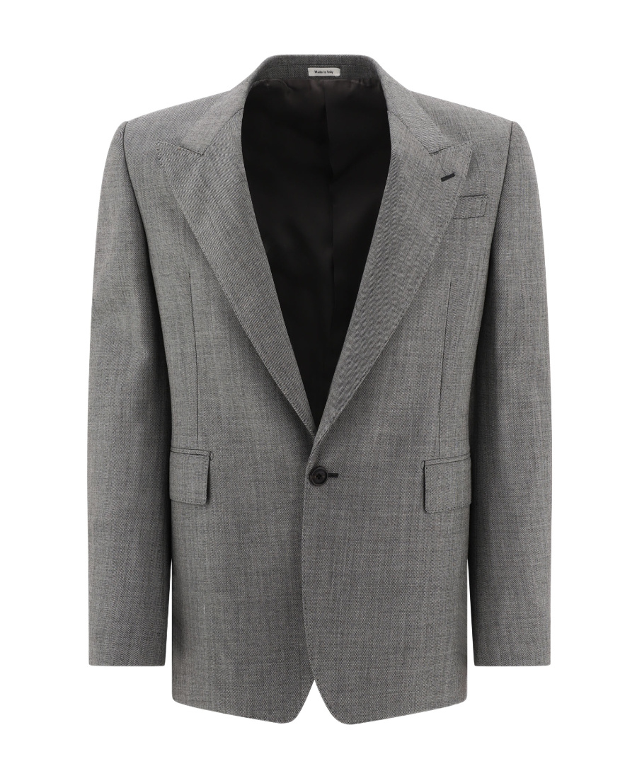 Alexander Mcqueen Alexander Mc Queen Single Breasted Wool Blazer In Gray