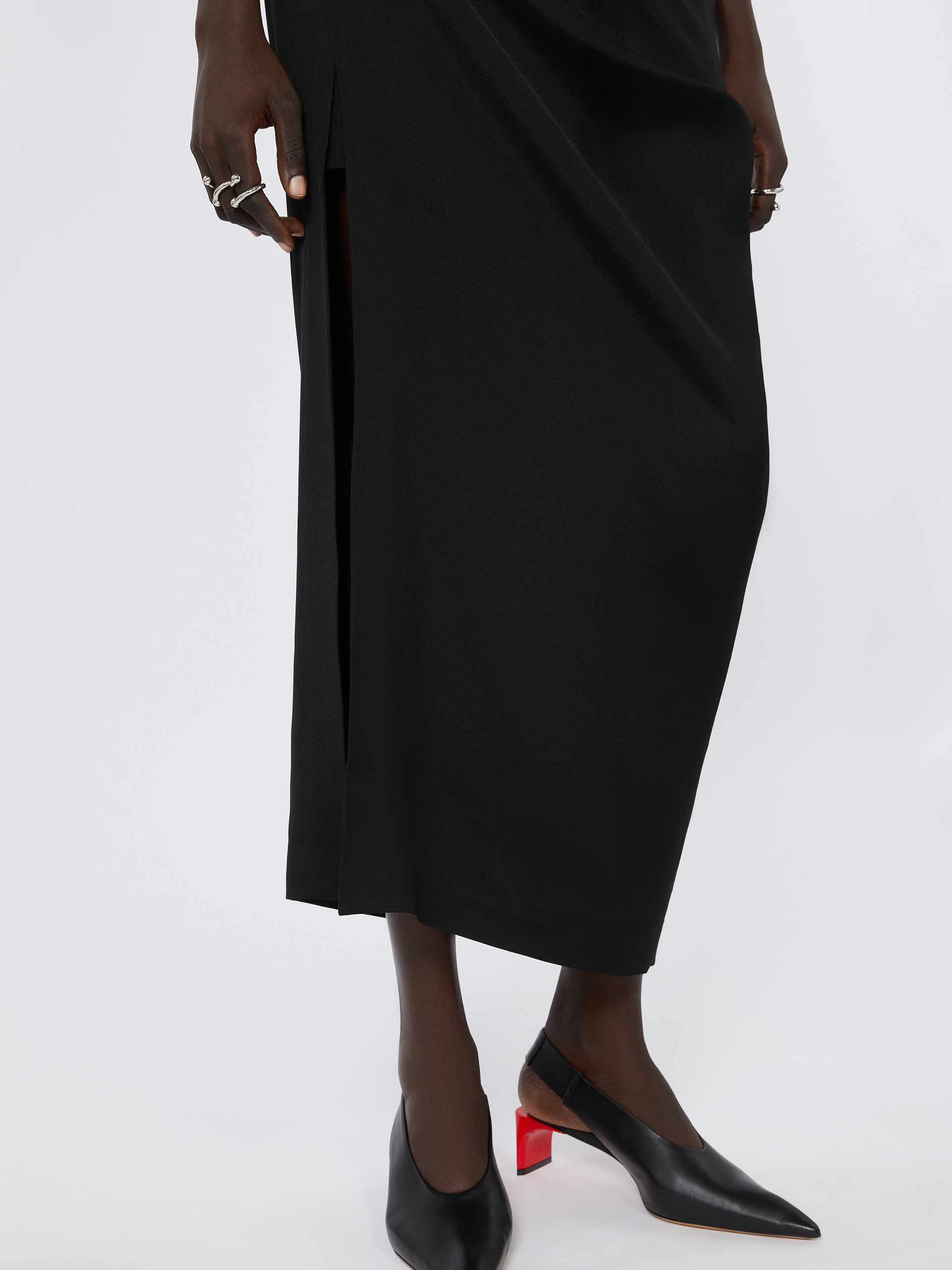 Sportmax Asymmetric Skirt With Draping In Black