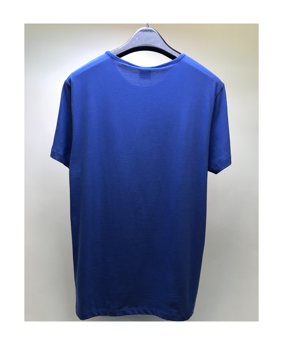 Hugo Boss Stretch-cotton Short-sleeved T-shirt With Logo Artwork In Blue