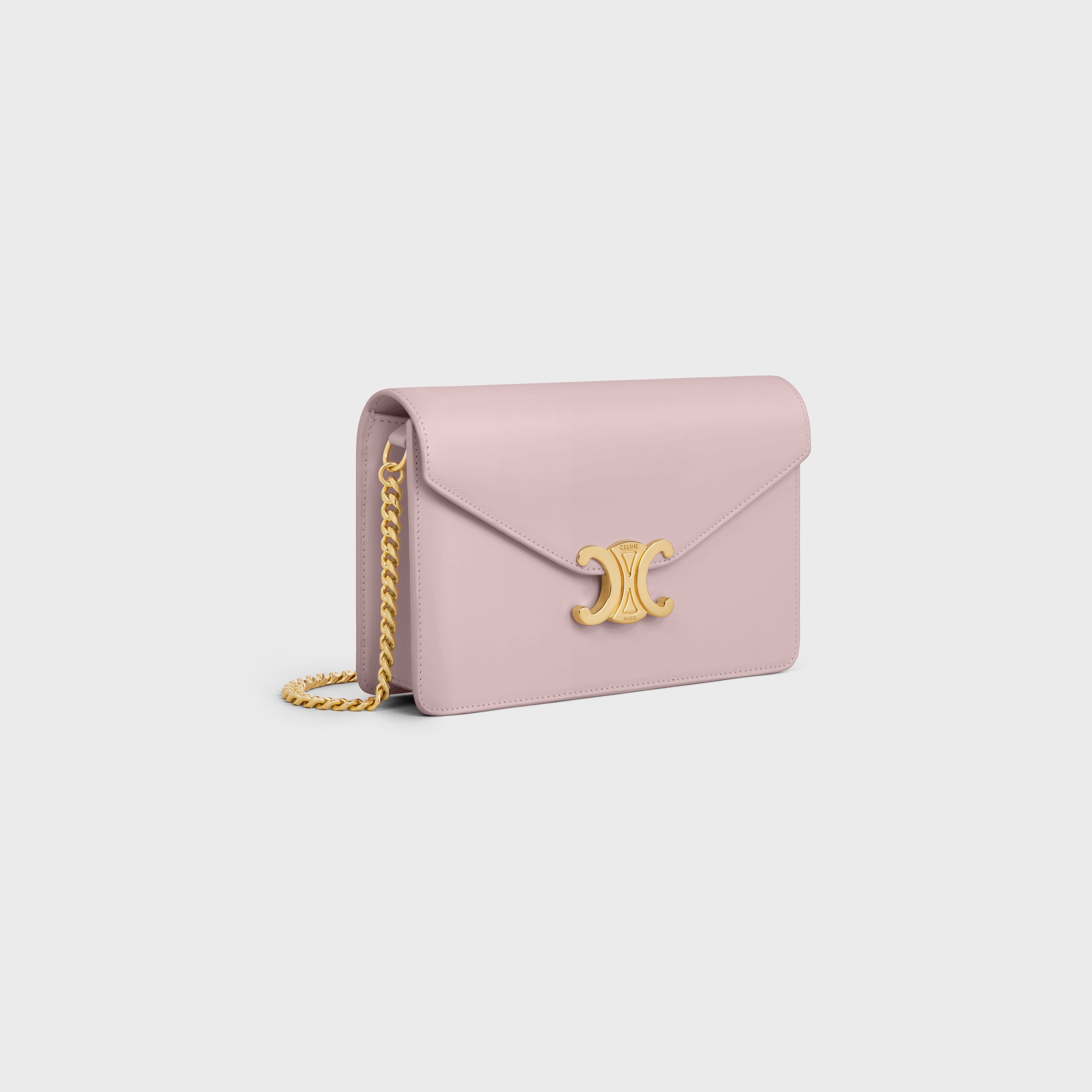 Celine Wallet On Chain Margo In Shiny Calfskin In Pink