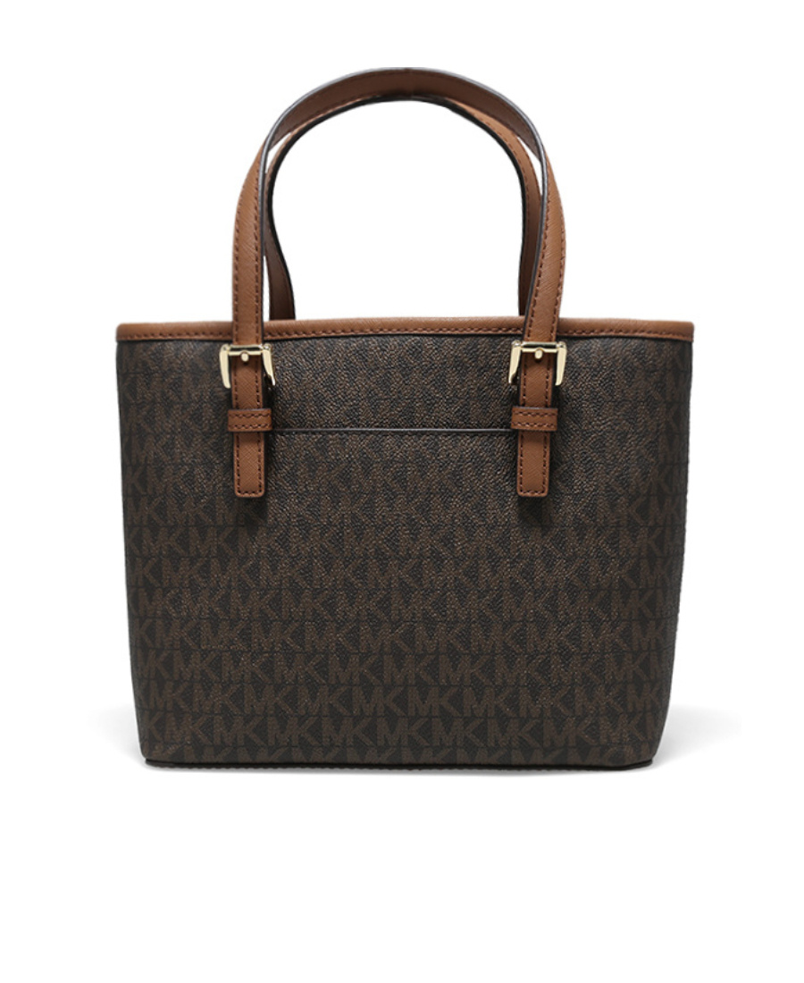 Shop Michael Kors Jet Set Travel Logo Satchel Bag In Black