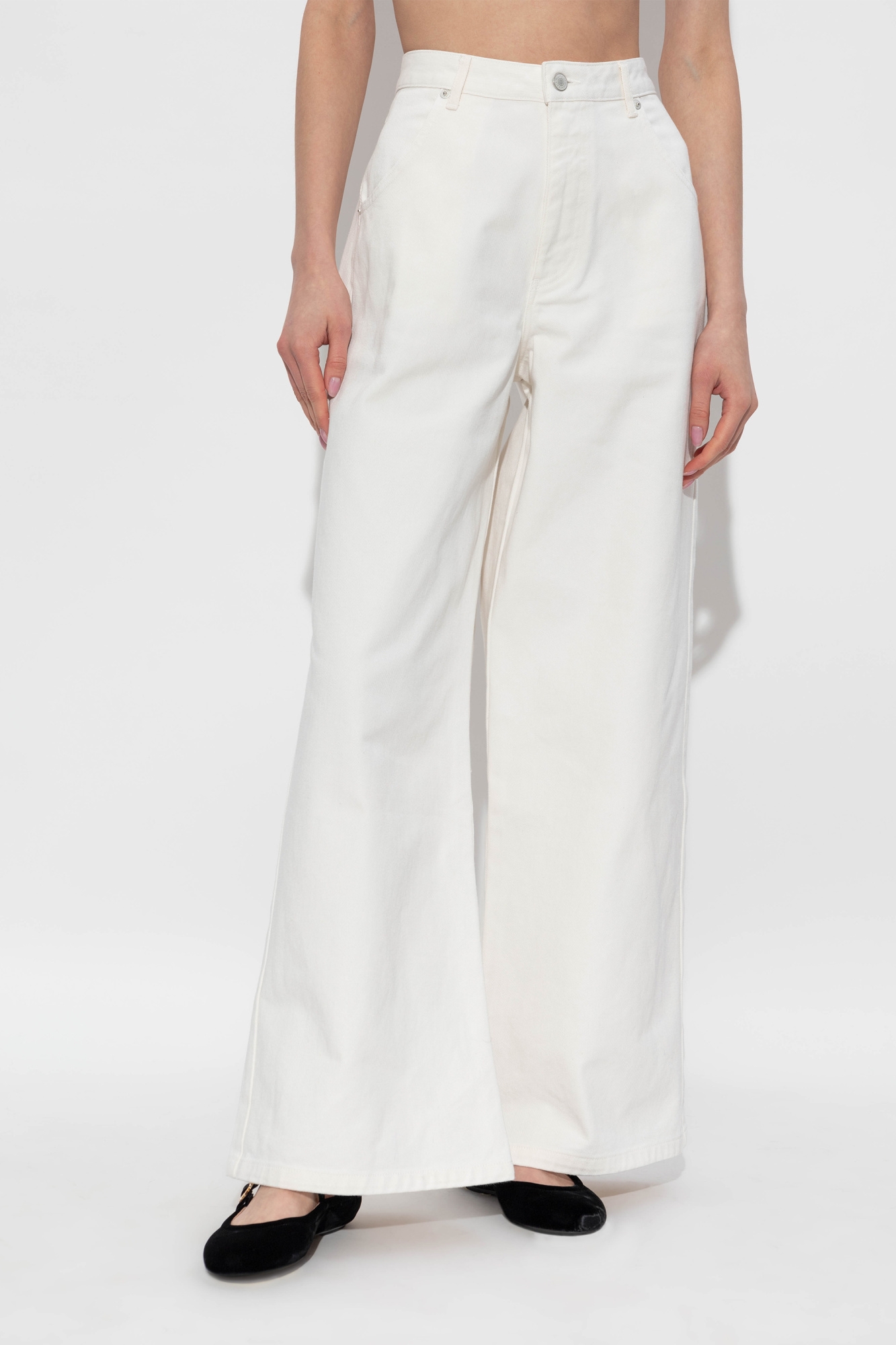 Shop Officine Generale Belt-loop Jeans In White
