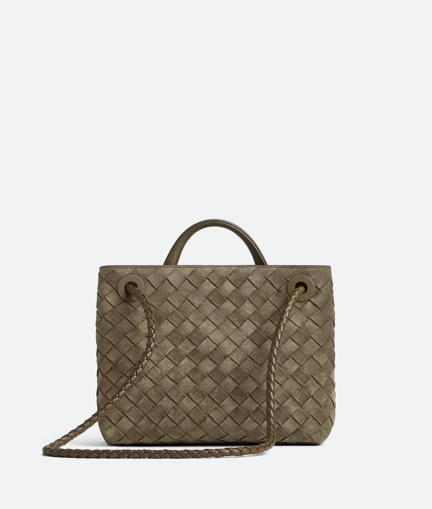 Bottega Veneta Andiamo Intrecciato Small Suede Tote Bag In Green