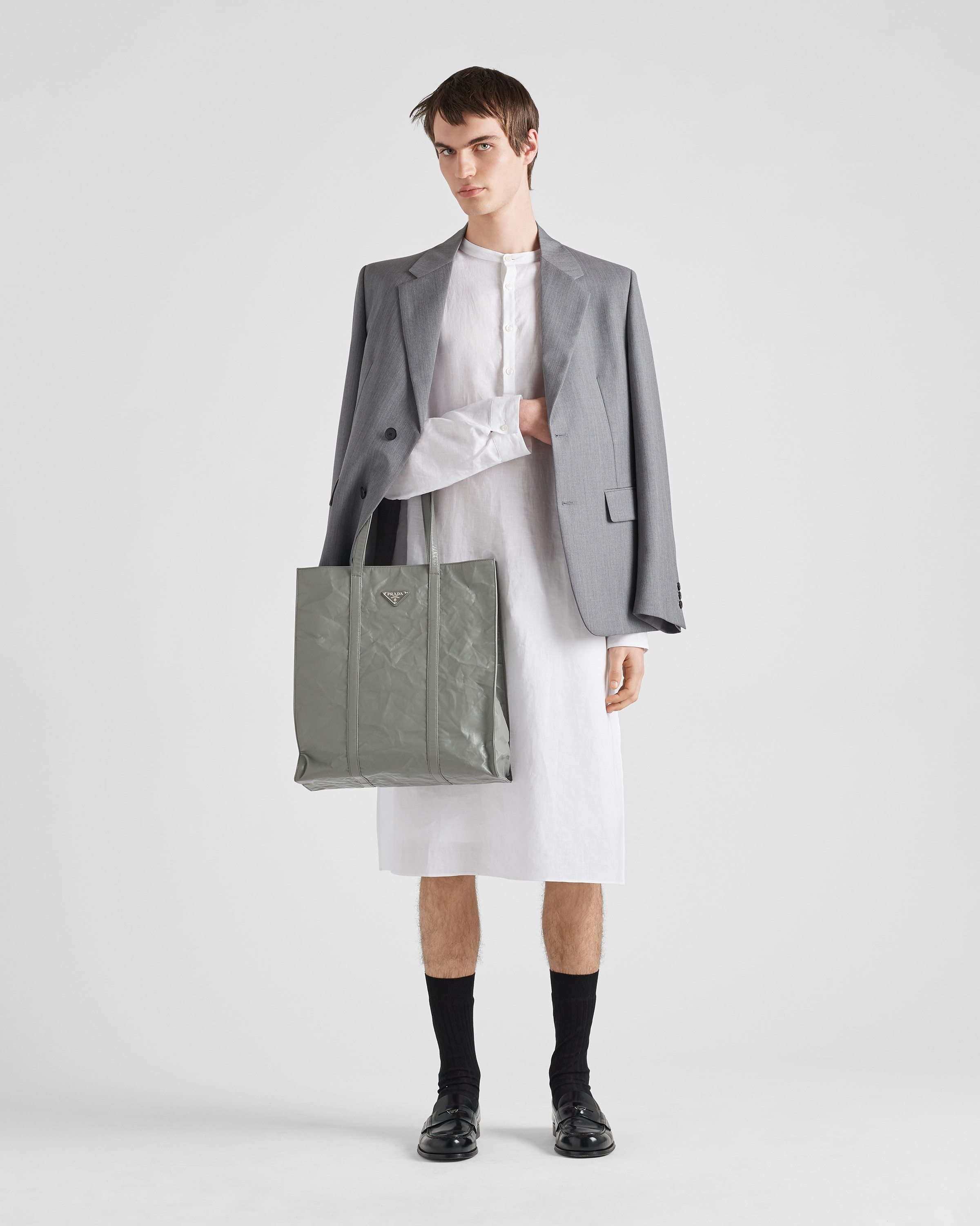 Prada Single-breasted Wool And Mohair Blazer In Gray