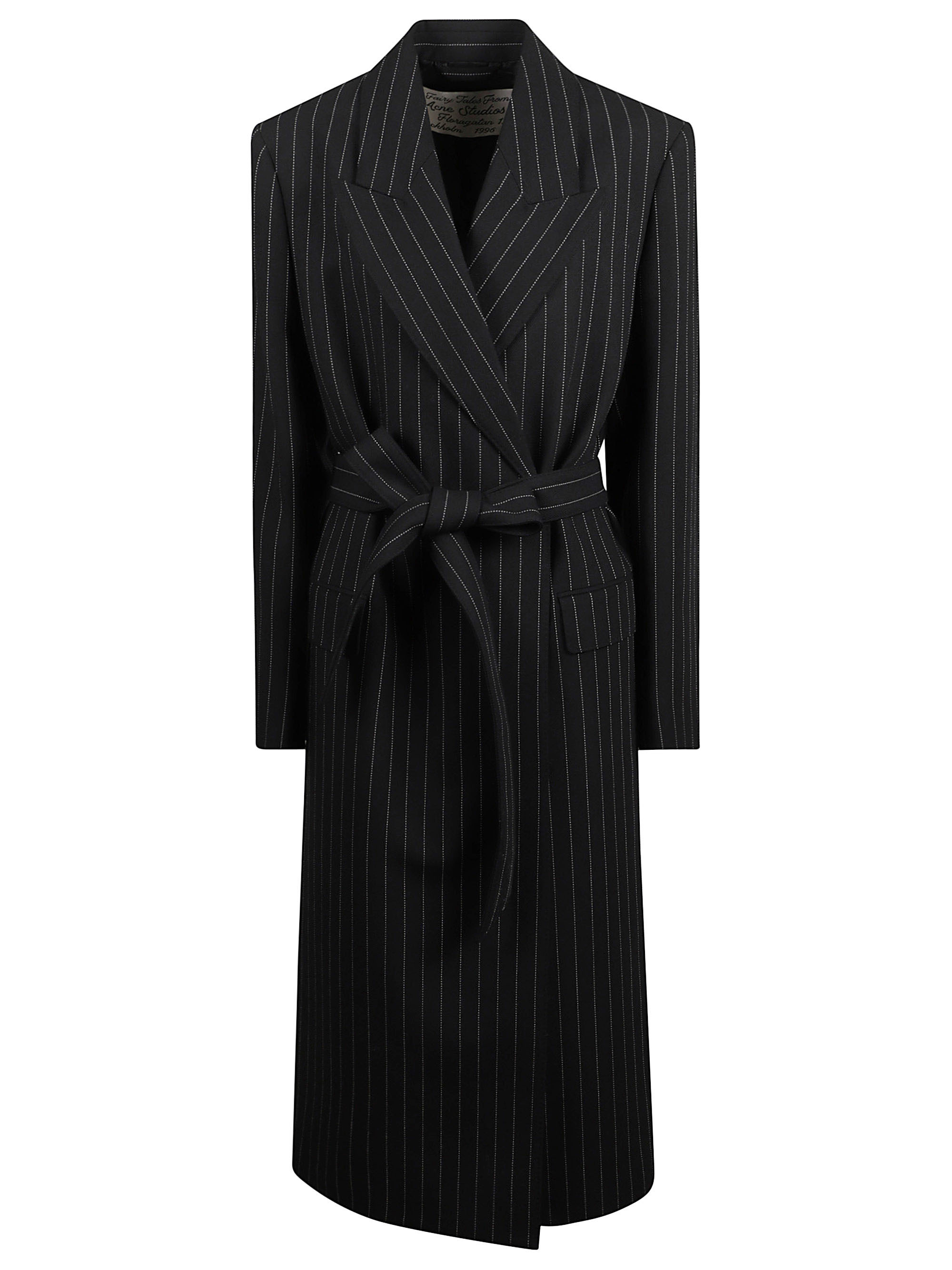 Acne Studios Women Long Coat With Belt At The Waist In Black